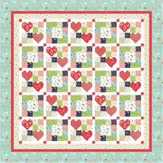 a quilt with hearts on it