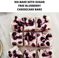 no bake blueberry cheesecake bars on a plate