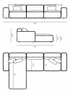 an outline drawing of a couch with two recliners and one end facing the sofa