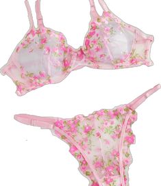 Feminine Pink Sheer Bra, Sheer Lace Summer Bra, Feminine Pink Sets With Floral Embroidery, Feminine Pink Floral Embroidered Sets, Pink Sheer Bra For Spring, Sheer Pink Bra For Spring, Spring Sheer Pink Bra, Sheer Pink Bra For Summer, Pink Embroidered Lace Sets