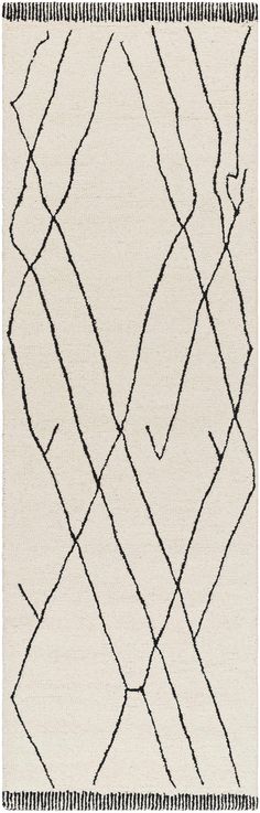 a white rug with black lines on it