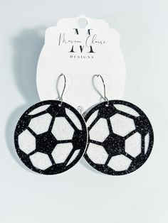 Faux leather, size varies Soccer Leather Earrings, Soccer Earrings, Sports Earrings, Ball Earrings, Saint Louis, Soccer Ball, Leather Earrings, Etsy Earrings, Dangle Drop Earrings