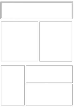 a blank comic strip is shown in the middle of this page, with two separate sections for