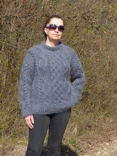 This  unique handmade sweater in gray  is made to give you pleasure and  makes you feel comfortable and stylish.It is suitable for any occasion.With this lovely sweater  you will feel beautiful at any time - in everyday life, at work,at home,visit with friends and relatives,in mountain... Wonderful design,warm and soft.Thick and fuzzy ....it's for you .    Content  - Mohair     Sizes - S, M and L.     Measurements, taken with the sweater  laid flat, not stretched:   - Width - 55 sm / 22 ''   - Lenght - 70 sm / 28 ''   - Lenght sleeve from the beginning to the neck - 74 sm / 29.6 ''    Please check carefully the described measurements before you decide to purchase this item.     Thank you for your understanding .     If you want this sweater in another color,please contact me.     Processin Gray Hand Knitted Sweater For Fall, Gray Hand-knitted Sweater For Fall, Hand Knitted Gray Sweater For Fall, Casual Gray Knitting Pattern For Fall, Fall Knitting Pattern In Gray, Gray Knitted Sweater For Fall, Casual Hand Knitted Gray Sweater, Gray Knit Sweater For Fall, Casual Gray Hand Knitted Sweater