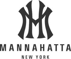 the new york yankees logo is shown in black and white, with the words manhattan on it