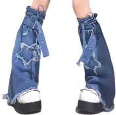 Design Clothes, Leggings For Women, Stardew Valley, Star Pattern, Fashion Design Clothes, Denim Leggings, Colored Denim, Star Patterns, Leg Warmers