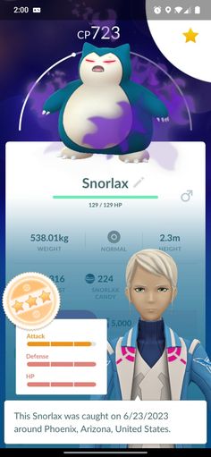 an image of a cartoon character on the app for pokemon mobile game, snorlax