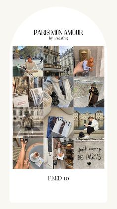 a collage of photos with the words feed 10 on it in french and english