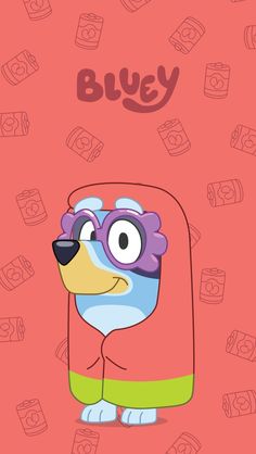 a cartoon character with glasses on and the words bluey in front of it, surrounded by money