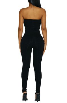 Fashioned from double-lined fabric with incredible stretch and comfortable compression, this jumpsuit is an essential for creating a smooth foundation. Strapless 95% viscose, 5% spandex Hand wash, line dry Imported Manifest Cast, Full Body Suit, Naked Wardrobe, Colors Palette, Strapless Jumpsuit, Fabric Gift Bags, Fabric Gifts, Free Fabric, Body Suit