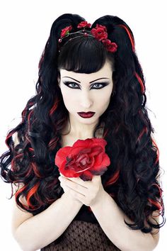 Hey, I found this really awesome Etsy listing at https://www.etsy.com/listing/180325582/wavy-hair-falls-black-red-gothic-cyber Dread Wig, Gothic Hair, Gothic Mode, Gothic Stuff, Red Gothic, Gothic Hairstyles, Gothic Boots, Gothic Ideas, Goth Hair