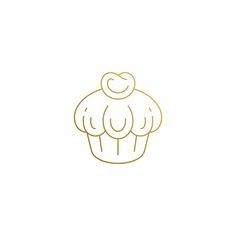 a line drawing of a cupcake on a white background