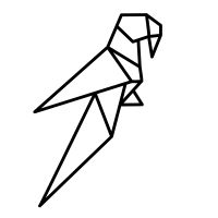 an origami bird is shown in black and white