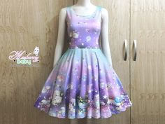 The cotton candy sheep (pastel) - Cute kawaii skater dress, fairy kei, casual lolita, pastel galaxy, Pastel Goth Dress, Chibi Bunny, Japanese Inspired Fashion, Cute Skater Dresses, Dress Kawaii, Wardrobe Makeover, Kawaii Dress, Kawaii Clothes