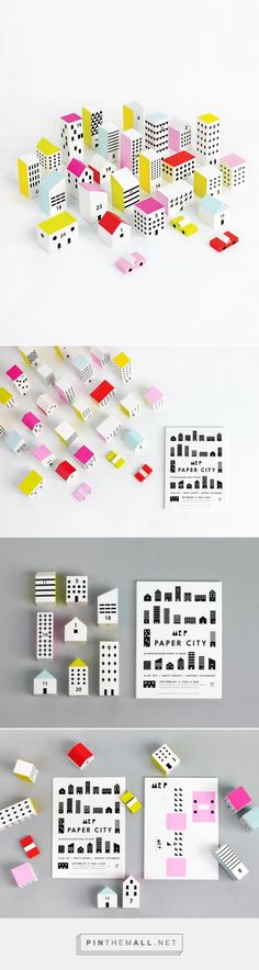 several pieces of paper with different shapes and sizes on them, all in various colors