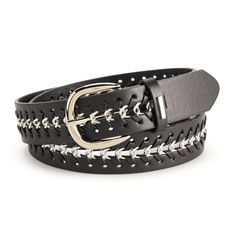 Accent any stylish look with this women's Nine West chain inset panel belt. How do you accessorize? Check out our ACCESSORIES GUIDE for essential tips to elevate your style with must-have accessories.FEATURES Silver-tone hardware D-shaped buckleFABRIC & CARE Polyurethane Spot clean Imported Size: Small. Color: Black Silver. Gender: female. Age Group: adult. Trendy Black Belt With Metal Pin Buckle, Trendy Black Chain Belt With Removable Feature, Accessories Guide, White Belt, Belt Size, Black Belt, Belts For Women, Nine West, Air Fryer