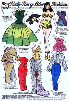 an old fashion pattern for women's dresses from the 1950's, with different styles