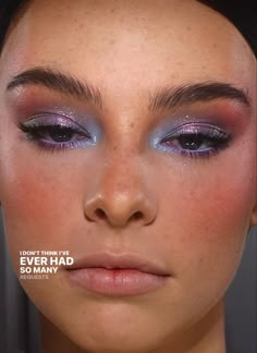 Magenta Eyeshadow Look, Girly Pop Makeup, Sparkling Makeup Ideas, Creative Blue Eye Makeup, Blue Metallic Makeup, Purple Sparkly Eye Makeup, Colorful Hooded Eye Makeup, Duo Chrome Eyeshadow Looks, Blue Purple Eye Makeup