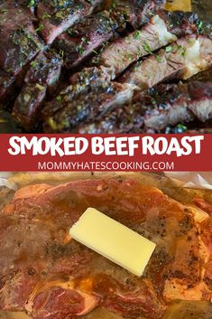 grilled beef roast with parmesan cheese on top and smoked beef roast in the middle