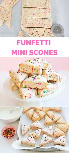 the recipe for funfetti mini scones with sprinkles on them