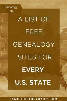 an old map with the words, a list of free genealogy sites for every u s state