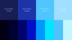 the color scheme for pantone's blue hues is shown in several different shades