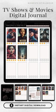 an ipad screen with movies on it and the text tv shows & movies digital journal