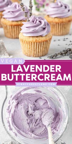 This vegan lavender buttercream is creamy and smooth, with a subtle, light floral flavour. Learn how to make this pretty frosting using culinary lavender! It is the perfect fresh addition to your cakes and cupcakes. Vegan Lavender Cake, Lavender Lemon Cake Recipe, Lavender Icing, Lavender Chocolate Cake, Vegan Lavender Recipes, Lavender Frosting Recipe, Lavender Creme Brulee, Lavender Frosting, Lavender Buttercream