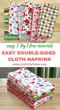 the instructions for how to make handmade cloth napkins with free sewing pattern on it