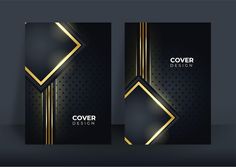 a black and gold cover design with an abstract geometric pattern on the front, back and sides