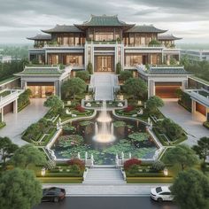 an artist's rendering of a mansion in china