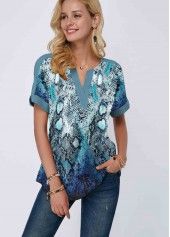 Split Neck Snakeskin Short Sleeve Pattern Blouse | Rotita.com - USD $27.75#Fashion #Jumpsuit #Dresses #Rompers #Shirts #Blouses #dresses #dressSexy #Tops #shortdress #fashion #stylish #womanfashion #womanoutfits #woman #clothes #beautiful #beauty #outfit #fashionoutfits #stylish #womensfashion #womanwear #womanoutfits #design #model #trendy #beautiful #cute #dress #girls #fashioneditorial #style #woman #Fashionoutfits #MiniSkirts Sleeve Pattern Blouse, Snakeskin Pattern, Pattern Blouse