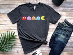 Pac Man Shirt, Pacman And Ghosts T-shirt Homecoming Spirit, Retro Arcade Games, Man Shirt, Man Room, Retro Arcade, Room Transformation, Pac Man, Arcade Game, Nerd Stuff