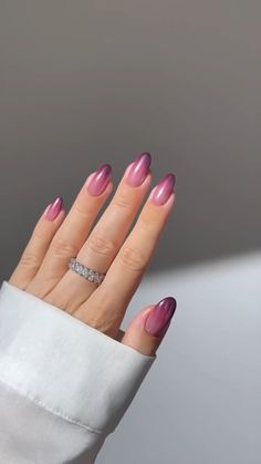 We’re wearing burgundy from head-to-toe this season💅🍷 These burgundy ombre chrome nails from @heygreatnails are a must-try ✨ Pin this for your next nail appt + shop all things nails at REVOLVE.com Wedding Gel Polish Nails, Gel Paint Nails Ideas, Light Colour Nail Designs, Simple Gel Polish Nails, Ombre Wine Nails, Nail Ideas Chic, Business Trip Nails, Bold Colour Nails, Chrom Nail Art