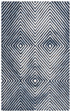 Safavieh Ebony 150 Hand Tufted  Rug Navy / Ivory 6' x 6' Square