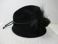 "Vintage Black Cloche Ladies Women Hat Mark III Deluxe Velour Merrimac Body.  Measures around 6 1/2\" tall x 7 1/2\" inside diameter x 9\" bottom diameter.  No damage or wear that I can see.  Please see the pictures as they are part of the description and shows the condition. stack #36 emef" Women Hat, Song Of Solomon, Bucket Hats, Cool Hats, Costume Ideas, Hats For Women, Vintage Black, Caps Hats, Accessories Hats