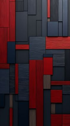 red and black wallpaper with wooden squares