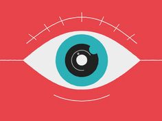 an eye is shown with the iris looking like it's in front of a red background