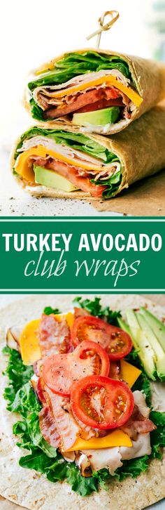 turkey avocado club wraps with tomatoes and cucumber