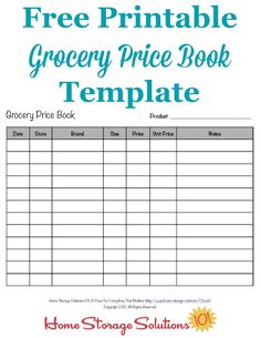 the free printable grocery price book template