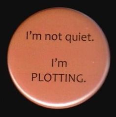 a button with the words i'm not quiet, i'm ploting on it