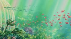 an underwater scene with fish and plants