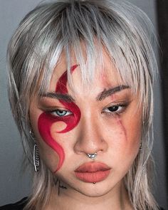 Mekap Mata, Face Art Makeup, Graphic Makeup, Cool Makeup Looks, Red Makeup, Dope Makeup