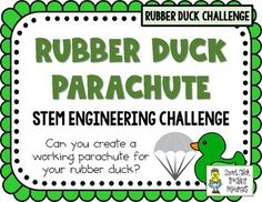 Are you looking for STEM challenges to do with a fun theme using rubber ducks? Can you create a working parachute for your rubber duck?Rubber Duck Parachute ChallengeMaterials Needed: (per person or pair)- colored napkins, coffee filters, tissue paper, plastic store bags- rubber duck- yarn- mini rub... Rubber Duck Activities For Preschool, Mini Stem Challenges, Rubber Duck Games For Kids, Rubber Ducky Classroom, Rubber Duck Math Race, Parachute Stem Challenge, Engineering Challenges For Kids, Stem Challenge, Steam Challenges