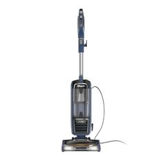 a blue and silver vacuum on a white background