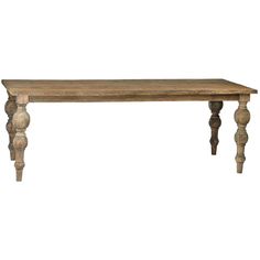 an old wooden table with turned legs on a white background for display or montage