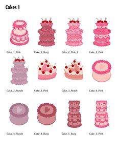 the different types of cakes are shown on this page, and each cake has four layers