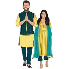 Groom Caricature Wedding, Indian Clipart, Bride Cartoon, Indian Wedding Aesthetic