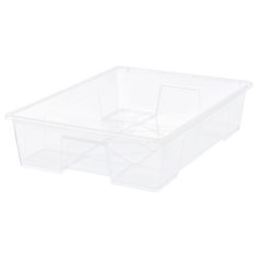 a plastic storage box with three sections on the bottom and one section in the middle