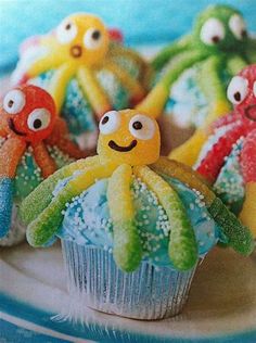 an octopus cupcake with sprinkles on it